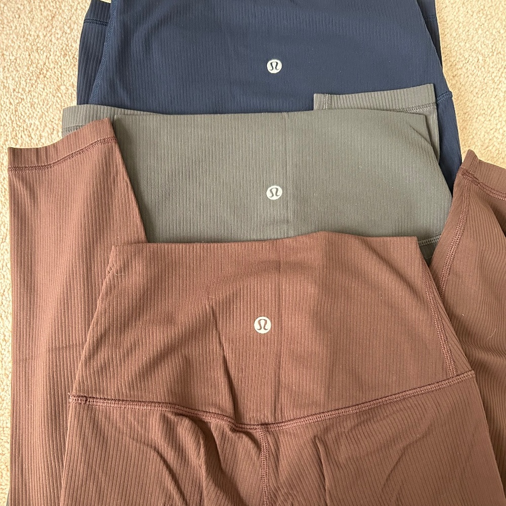 Lot of 3 Lululemon Align 25" ribbed  Leggings Size 4